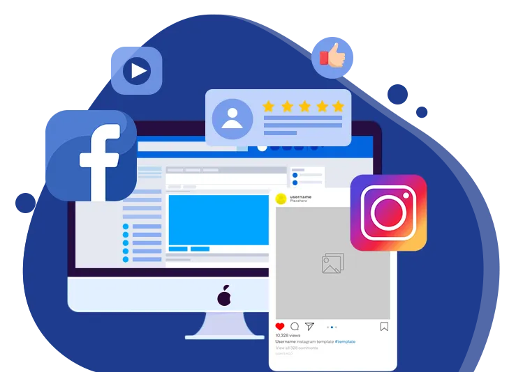 facebook and instagram logos and web pages